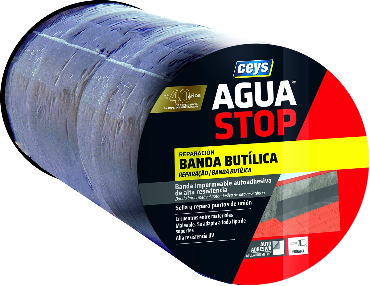 Cinta Butilo Adhes Reparacion Contra Agua 100mm X 5m Color Plateado