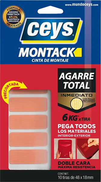 CINTA DE MONTAJE MONTACK 7.5 M X 1.9 CM ROJO CEYS