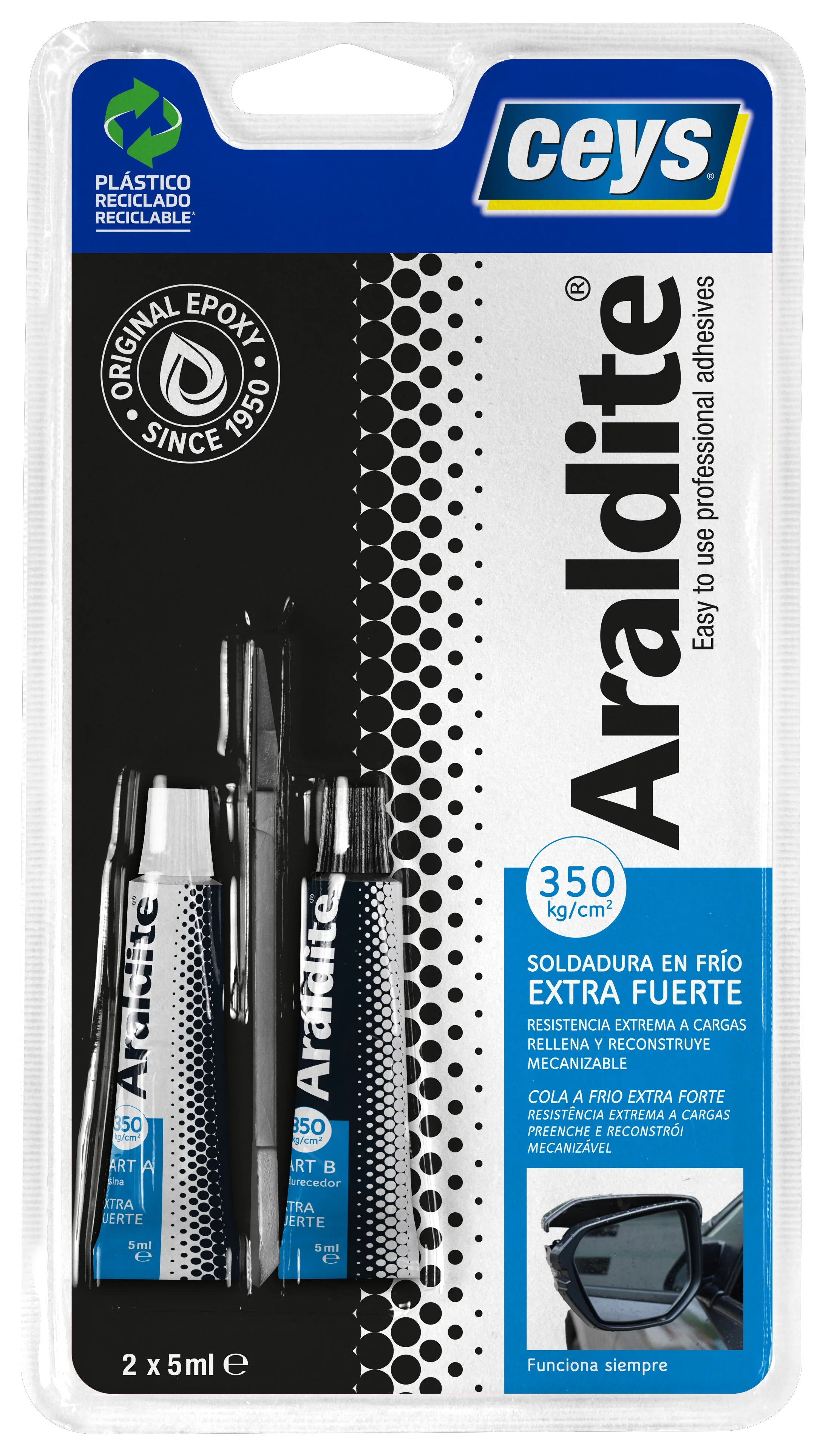Araldite ARA-400005 - Juego de epoxi adhesivo rápido translúcido en 5  minutos, 2 tubos de 0.5 fl oz