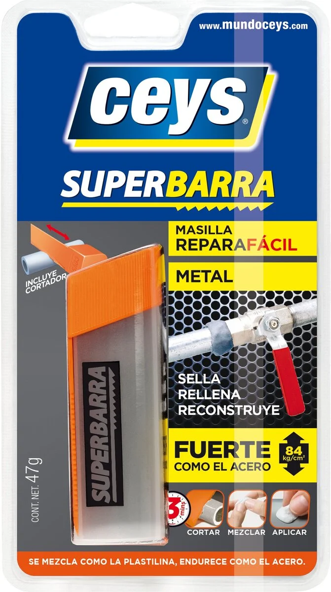 Ceys - Super Barra para metales - Rellena Repara y Reconstruye - Masilla  arregla todo - Color metal : : Bricolaje y herramientas
