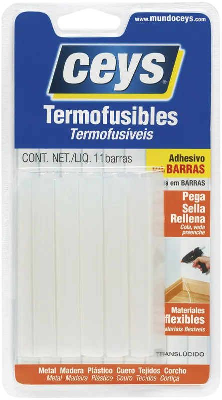 Pack de 10 barras de silicona termofusibles, cola, pegamento para pistolas  de encolar en caliente, uso en cuero (Tra